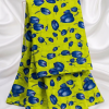 Voile Suisse Jacquard Imprimé Okutex - Tulipes Bleu Cobalt & Fond Vert Acide