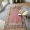 Tapis de prière musulman rose premium avec motifs orientaux élégants