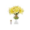 Côte Noire - Bouquet de luxe Versailles de lys et de roses – Jaune – Médaillon doré – Réf. VLR08